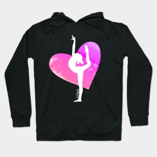 Dancer Silhouette on Pink Heart Hoodie